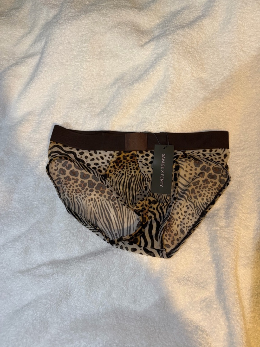 Savage X Fenty and Men’s Sheer Animal Print Briefs - Brown & Black - Picture 4 of 4